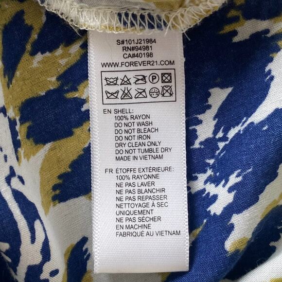 Forever 21 Island Tropical Vacation Strapless Dress Yellow Blue Green Sundress - Picture 11 of 11